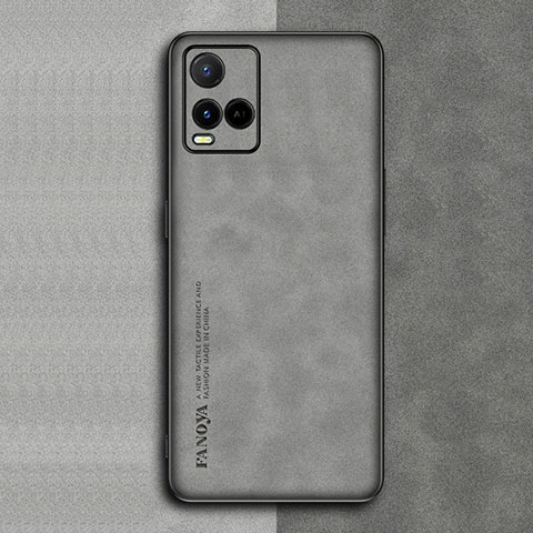 Custodia Lusso Pelle Cover S01 per Vivo Y21e Grigio