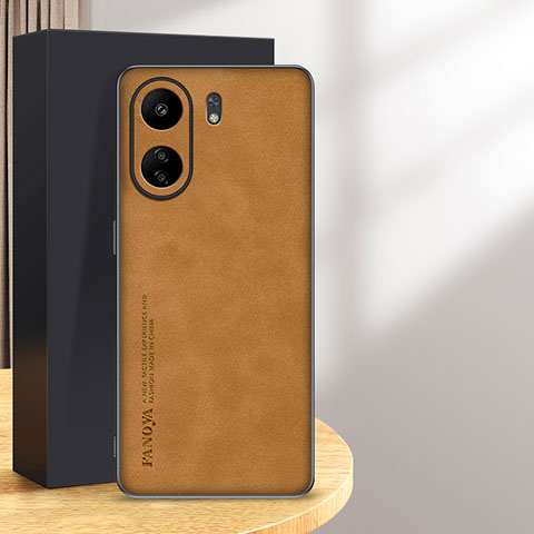 Custodia Lusso Pelle Cover S01 per Xiaomi Poco C65 Arancione