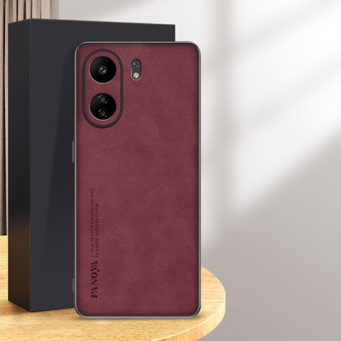 Custodia Lusso Pelle Cover S01 per Xiaomi Poco C65 Rosso