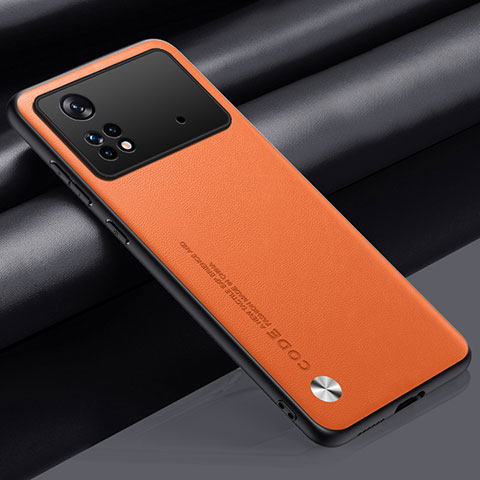 Custodia Lusso Pelle Cover S01 per Xiaomi Poco M4 Pro 4G Arancione