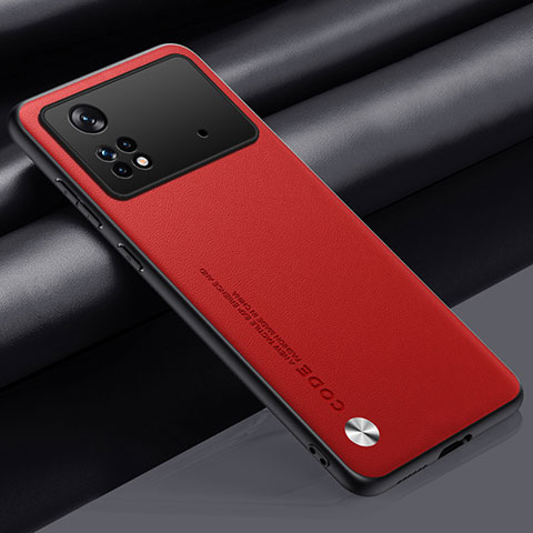 Custodia Lusso Pelle Cover S01 per Xiaomi Poco M4 Pro 4G Rosso