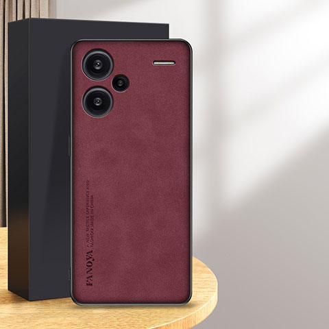 Custodia Lusso Pelle Cover S01 per Xiaomi Redmi Note 13 Pro+ Plus 5G Rosso