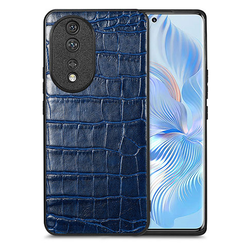 Custodia Lusso Pelle Cover S01D per Huawei Honor 80 5G Blu