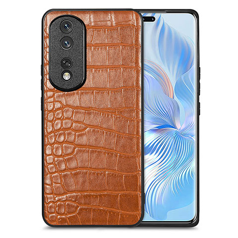 Custodia Lusso Pelle Cover S01D per Huawei Honor 80 Pro Flat 5G Marrone