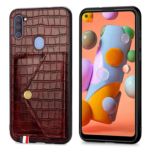 Custodia Lusso Pelle Cover S01D per Samsung Galaxy A11 Marrone