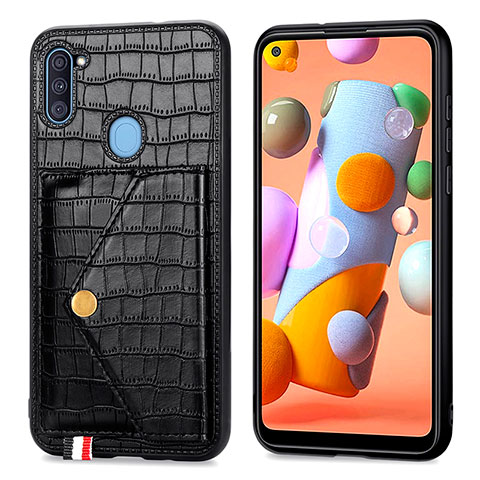 Custodia Lusso Pelle Cover S01D per Samsung Galaxy A11 Nero