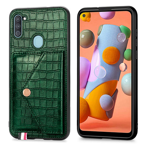 Custodia Lusso Pelle Cover S01D per Samsung Galaxy A11 Verde