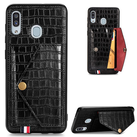 Custodia Lusso Pelle Cover S01D per Samsung Galaxy A20 Nero