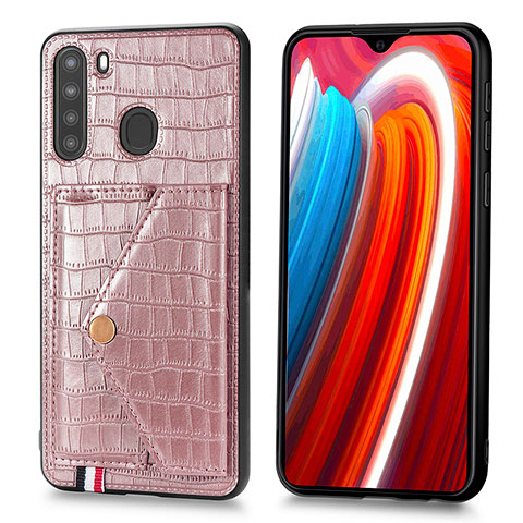 Custodia Lusso Pelle Cover S01D per Samsung Galaxy A21 Oro Rosa