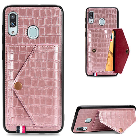 Custodia Lusso Pelle Cover S01D per Samsung Galaxy A30 Oro Rosa