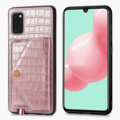 Custodia Lusso Pelle Cover S01D per Samsung Galaxy A41 Oro Rosa