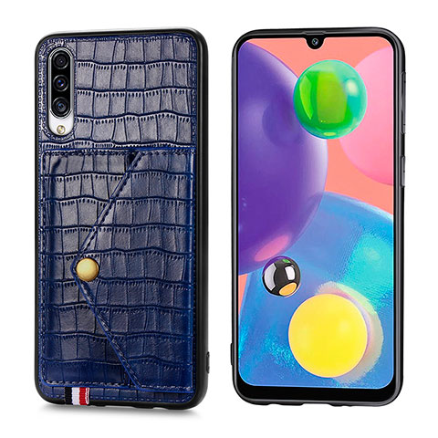 Custodia Lusso Pelle Cover S01D per Samsung Galaxy A70 Blu