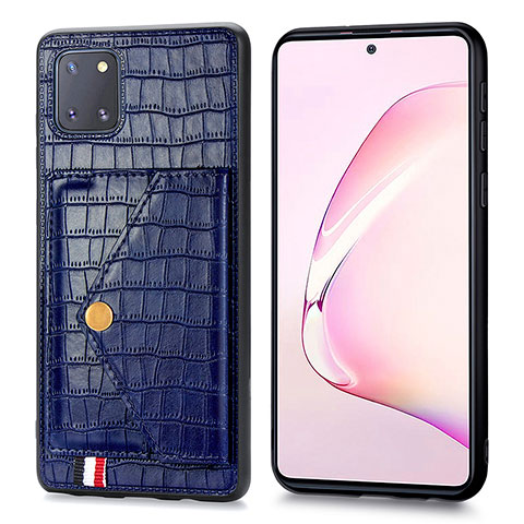 Custodia Lusso Pelle Cover S01D per Samsung Galaxy A81 Blu