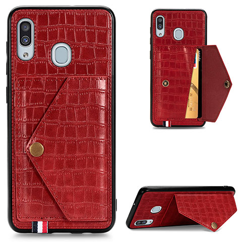 Custodia Lusso Pelle Cover S01D per Samsung Galaxy M10S Rosso