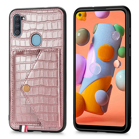 Custodia Lusso Pelle Cover S01D per Samsung Galaxy M11 Oro Rosa