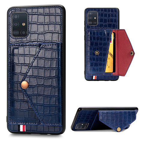 Custodia Lusso Pelle Cover S01D per Samsung Galaxy M40S Blu