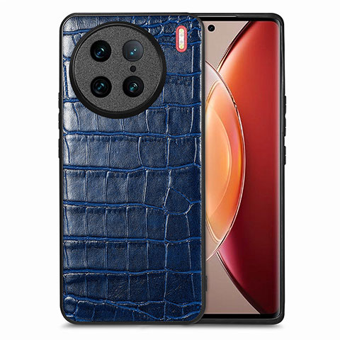 Custodia Lusso Pelle Cover S01D per Vivo X90 Pro 5G Blu