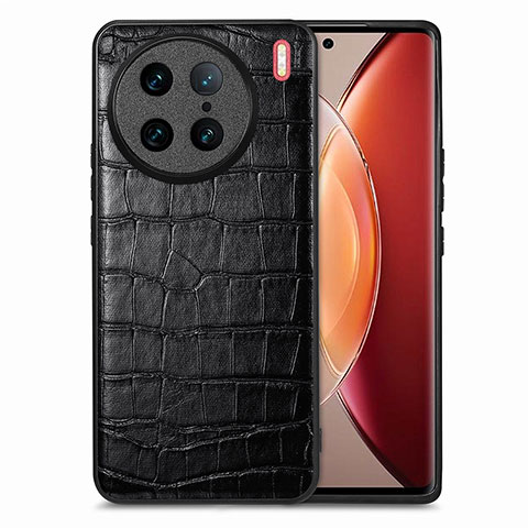 Custodia Lusso Pelle Cover S01D per Vivo X90 Pro 5G Nero