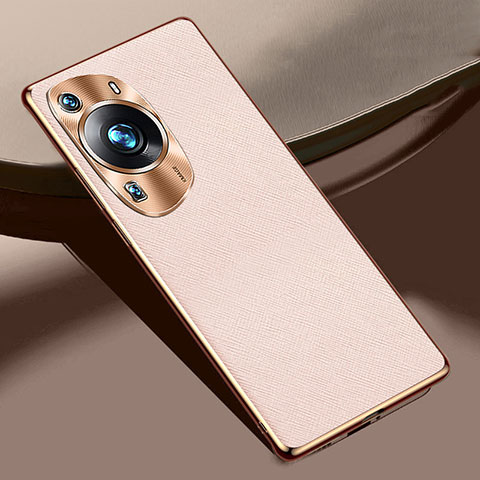 Custodia Lusso Pelle Cover S02 per Huawei P60 Oro Rosa