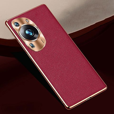 Custodia Lusso Pelle Cover S02 per Huawei P60 Pro Rosso