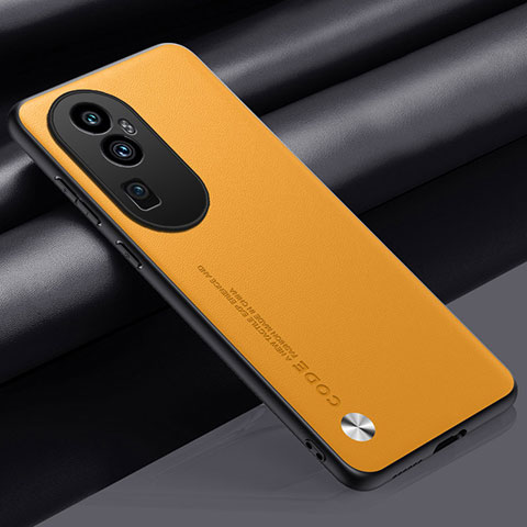 Custodia Lusso Pelle Cover S02 per Oppo Reno10 Pro+ Plus 5G Giallo