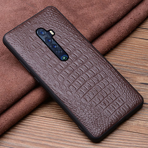 Custodia Lusso Pelle Cover S02 per Oppo Reno2 Marrone