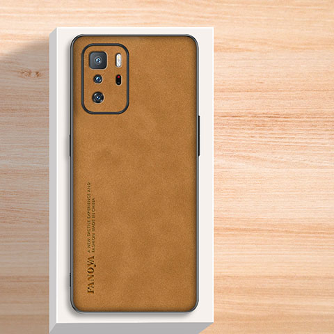 Custodia Lusso Pelle Cover S02 per Xiaomi Redmi Note 10 Pro 5G Marrone