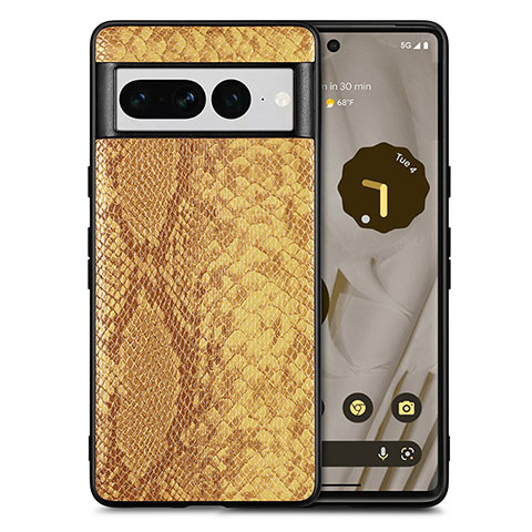 Custodia Lusso Pelle Cover S02D per Google Pixel 7 Pro 5G Marrone Chiaro