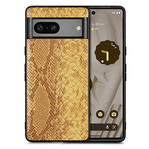 Custodia Lusso Pelle Cover S02D per Google Pixel 7a 5G Marrone Chiaro