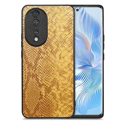 Custodia Lusso Pelle Cover S02D per Huawei Honor 80 5G Giallo