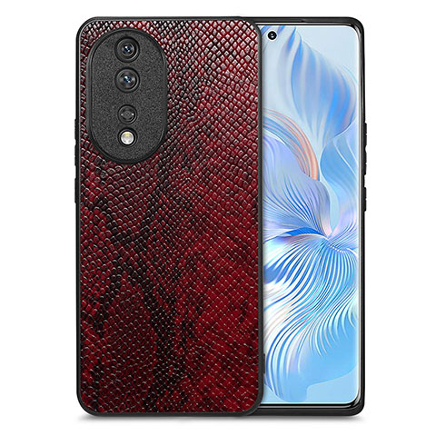 Custodia Lusso Pelle Cover S02D per Huawei Honor 80 5G Rosso