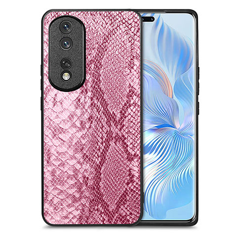 Custodia Lusso Pelle Cover S02D per Huawei Honor 80 Pro 5G Rosa