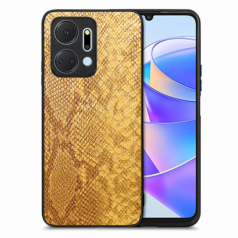 Custodia Lusso Pelle Cover S02D per Huawei Honor X7a Giallo