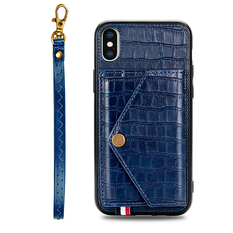 Custodia Lusso Pelle Cover S02D per Samsung Galaxy A11 Blu