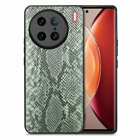 Custodia Lusso Pelle Cover S02D per Vivo X90 Pro 5G Verde