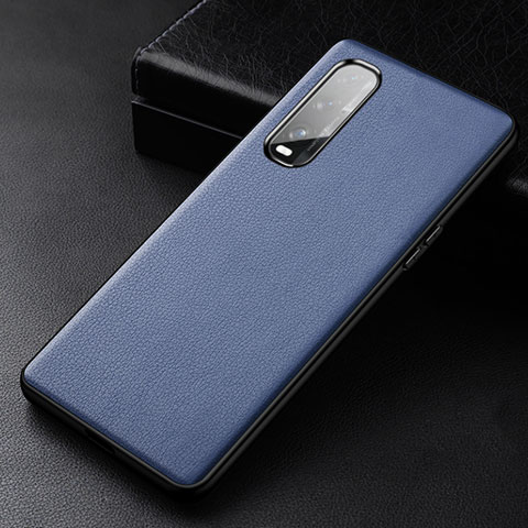 Custodia Lusso Pelle Cover S03 per Oppo Find X2 Blu