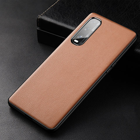 Custodia Lusso Pelle Cover S03 per Oppo Find X2 Marrone