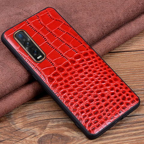 Custodia Lusso Pelle Cover S03 per Oppo Find X2 Pro Rosso