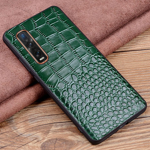 Custodia Lusso Pelle Cover S03 per Oppo Find X2 Pro Verde