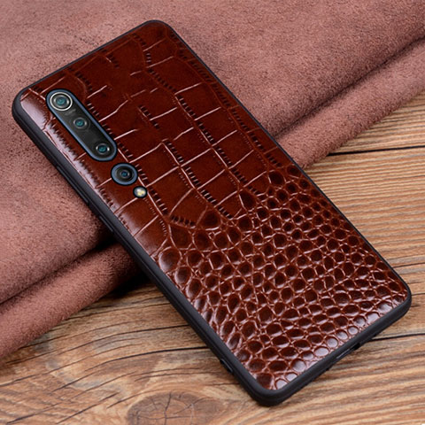 Custodia Lusso Pelle Cover S03 per Xiaomi Mi 10 Marrone