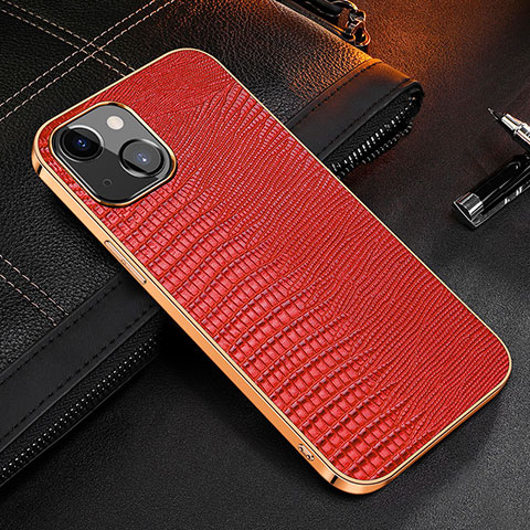 Custodia Lusso Pelle Cover S04 per Apple iPhone 13 Mini Rosso