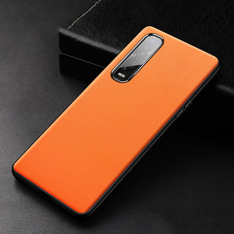 Custodia Lusso Pelle Cover S04 per Oppo Find X2 Pro Arancione