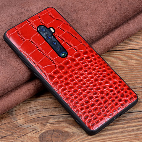 Custodia Lusso Pelle Cover S04 per Oppo Reno2 Rosso