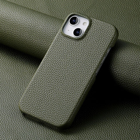 Custodia Lusso Pelle Cover S04D per Apple iPhone 14 Verde Notte