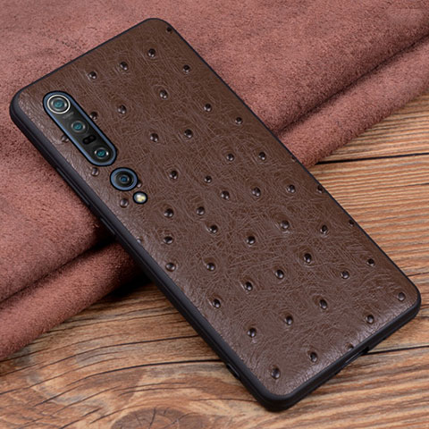 Custodia Lusso Pelle Cover S05 per Xiaomi Mi 10 Pro Marrone