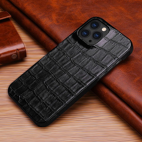 Custodia Lusso Pelle Cover S06 per Apple iPhone 13 Pro Nero