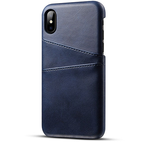 Custodia Lusso Pelle Cover S06 per Apple iPhone X Blu