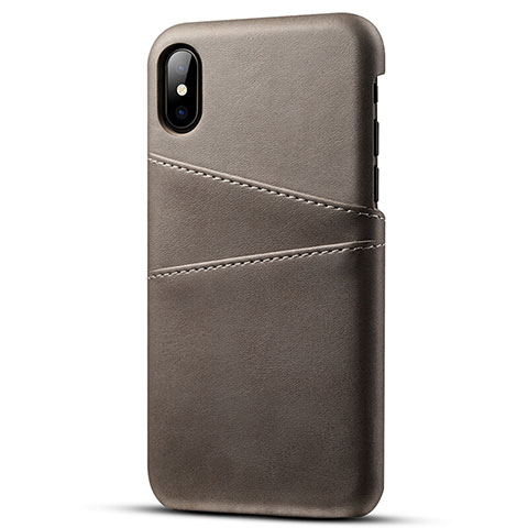 Custodia Lusso Pelle Cover S06 per Apple iPhone X Grigio