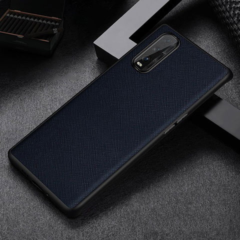 Custodia Lusso Pelle Cover S06 per Oppo Find X2 Blu