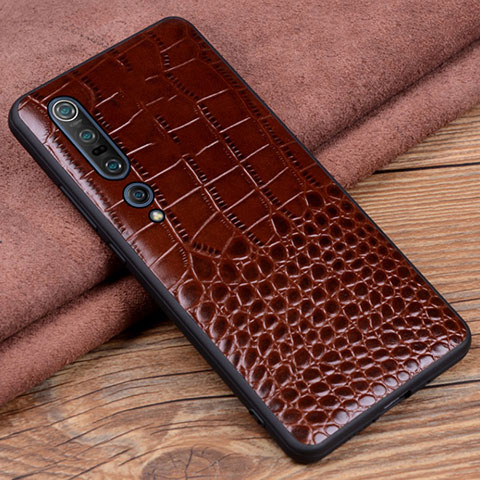 Custodia Lusso Pelle Cover S06 per Xiaomi Mi 10 Pro Marrone